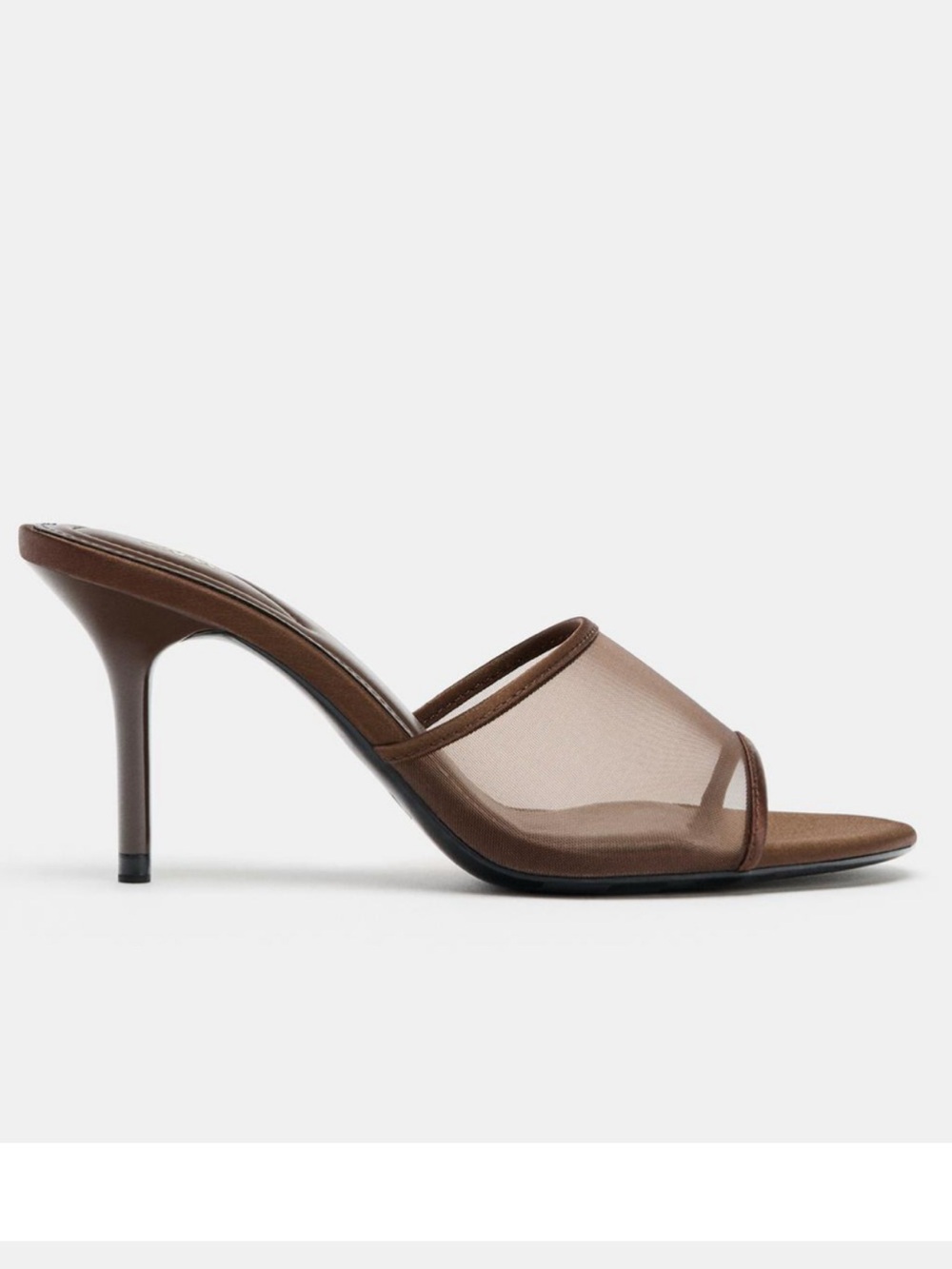 Zara Brown Mesh Stiletto Mule Sandals